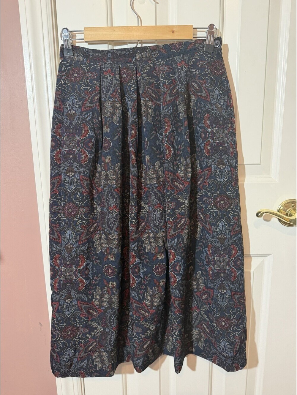 Vintage Pendleton Country Sophisticates Navy Floral Skirt Womens 10 Pockets